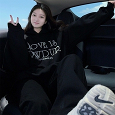 美式复古小众设计感圣诞珍珠红色卫衣女秋冬潮牌上衣外套W880，男装卫衣，星座1116A（原606A-3）