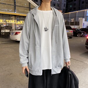 2021宽松休闲显瘦连帽抽绳简约百搭外套男XW190-特批35图片