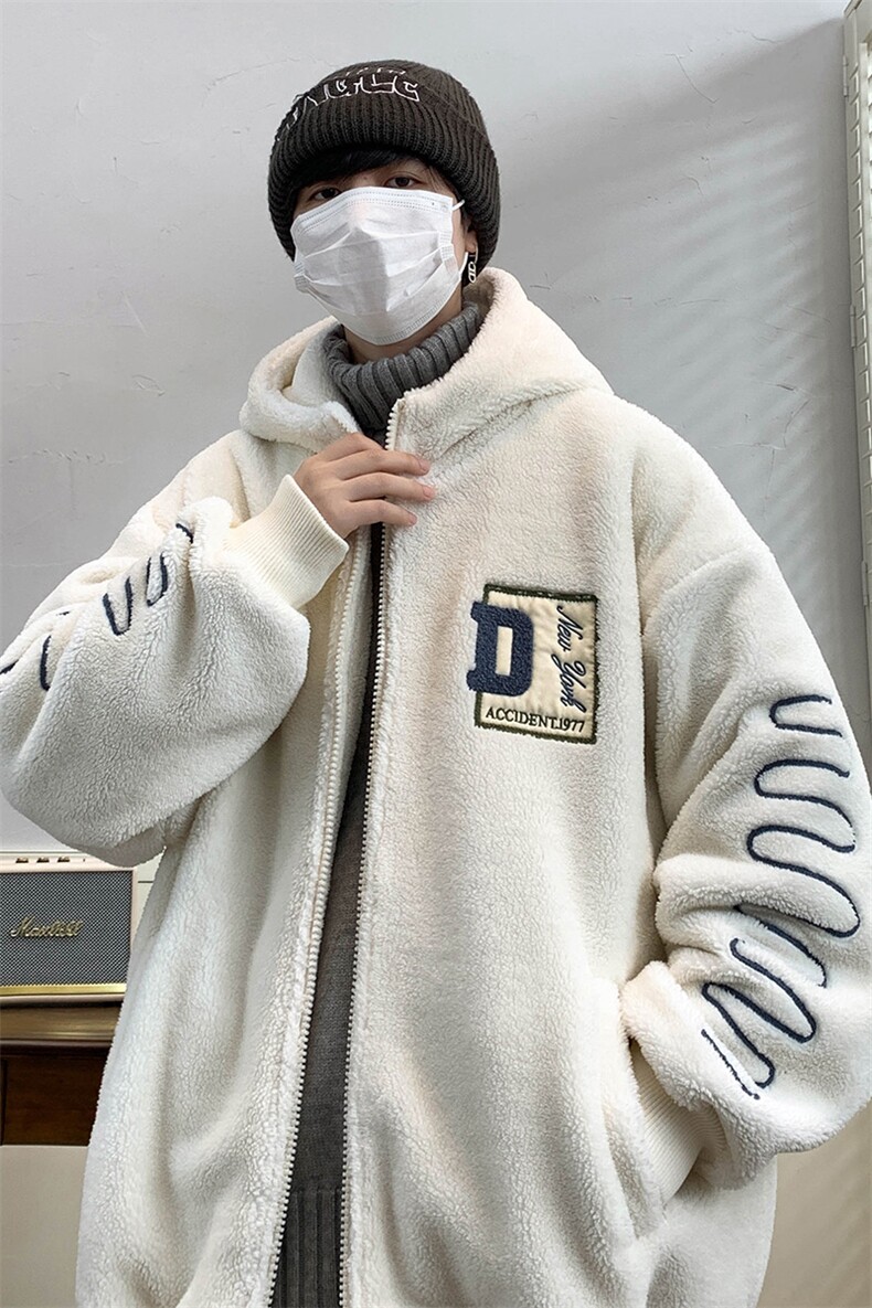 冬上新港风加绒加厚时尚棉衣羊羔绒连帽外套男女992-P110控价158,男装棉衣,电商A441-1