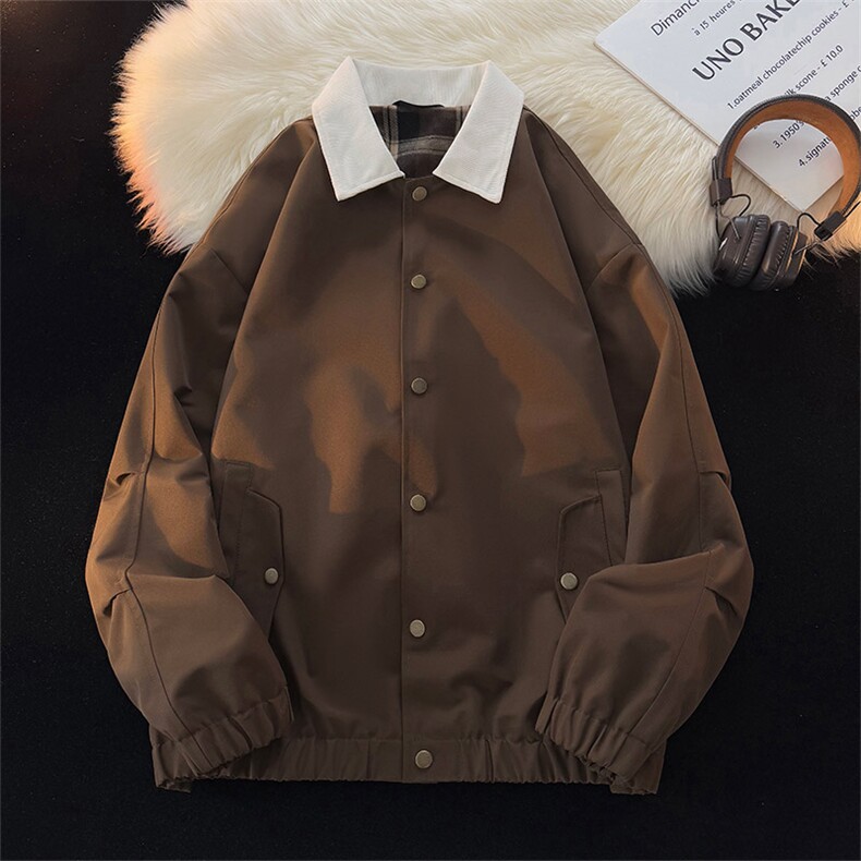 男士外套春秋季休闲潮牌翻领男2026新款撞色夹克上衣薄HS8522-P70，男装夹克，星座1206（原A206）