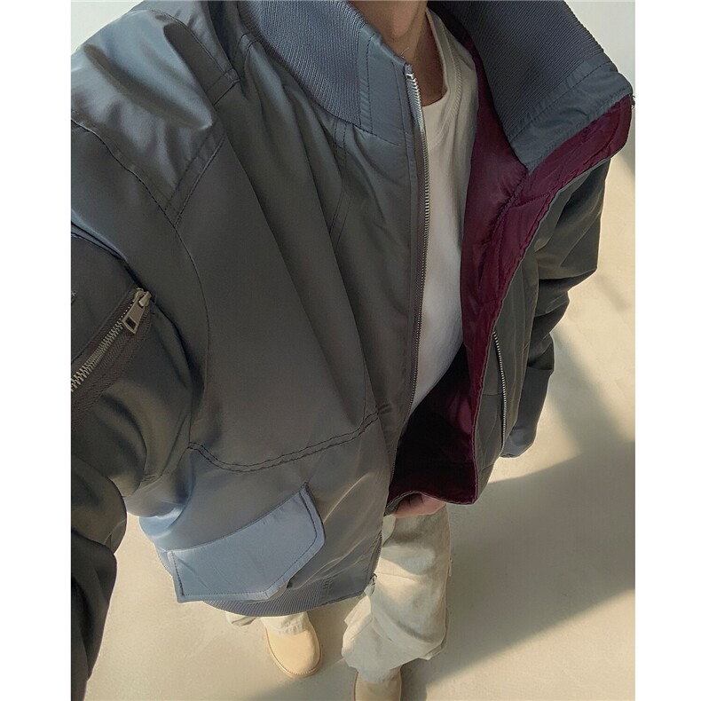 新品 美式高街宽松短款飞行棉服夹克加棉外套男H1036 特P105图片
