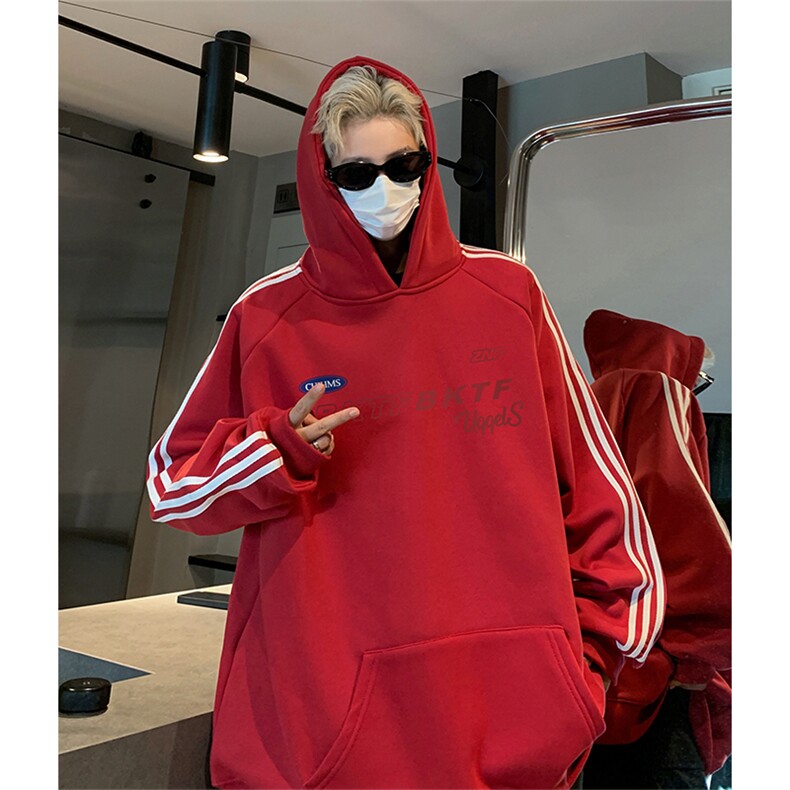 抖音得物供货提供视频秋冬重磅美式宽松织带连帽卫衣0605,男装卫衣,电商A486
