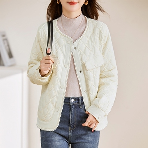 短款外套女2023新款冬季夹棉夹克秋冬薄款时尚棉衣棉服图片