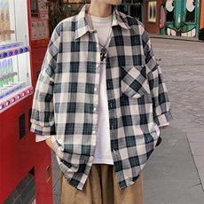 格子百搭休闲短袖衬衫/D325/C12/P40，男装T恤，电商D325