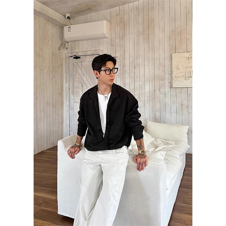 [网图]高支全棉假两件长袖衬衫休闲男士套头式C61329-TP4589,男装衬衫,电商A102