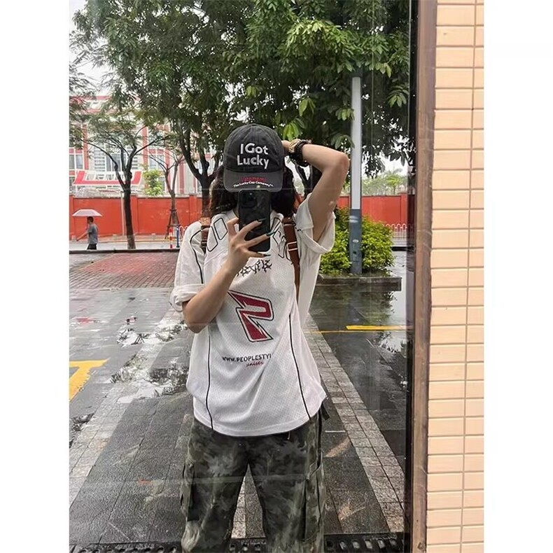 现货美式复古球衣风t恤男夏季网眼速干透气短袖T47/特P35,男装T恤,星座205-3