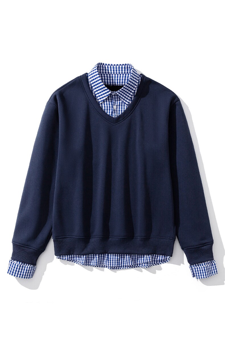 1可二开假两件V领卫衣男表面棉底部聚酯纤维78009P58控88,男装卫衣,星座226-2
