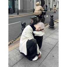 小众提花拉链开衫毛衣慵懒风马海毛针织衫外套MY57特P61，男装针织衫/毛衣，星座908-1