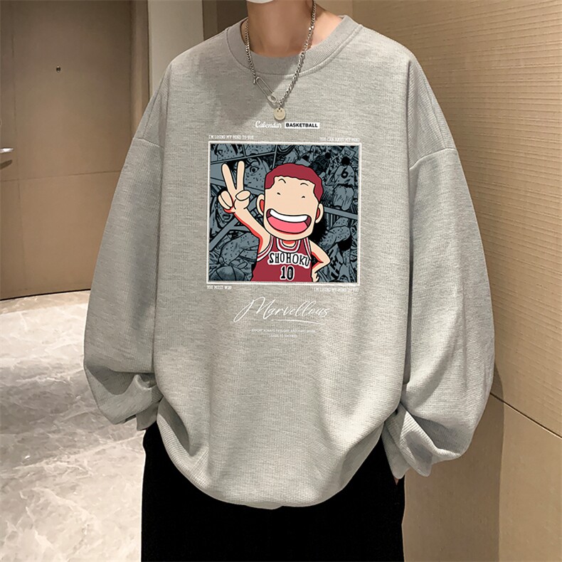 5XL华夫格卫衣男大码胖子圆领长袖t恤HW76392-P30加绒款-P40,男装T恤,电商A040