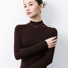 2025年春季套头长袖半高圆领纯色针织衫，女装羊毛衫，蚂蚁派对工厂直营店