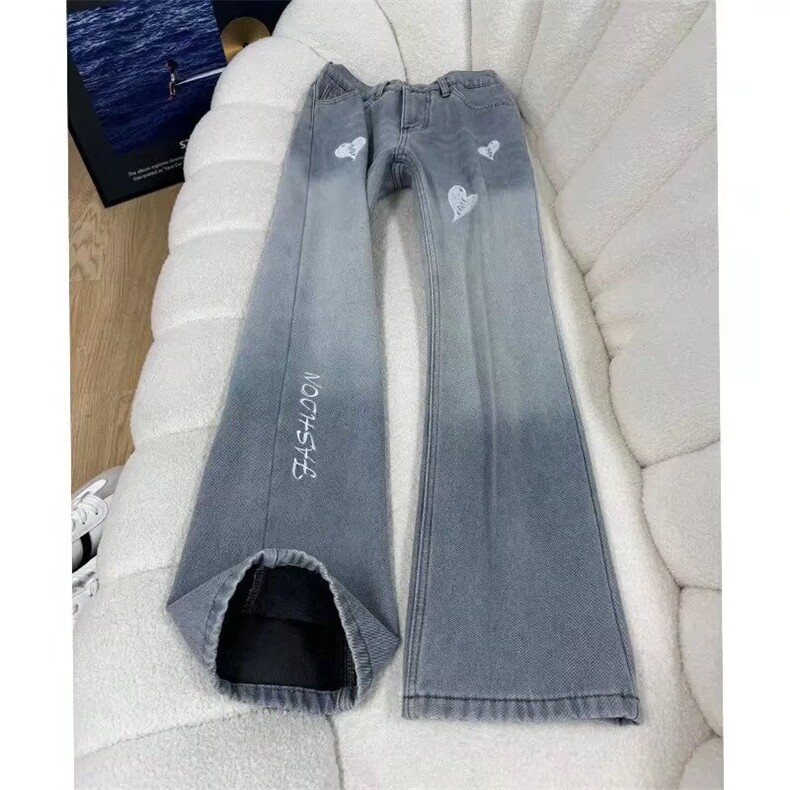 现货 春季渐变水洗做旧痞帅微喇牛仔裤K553/P45图片