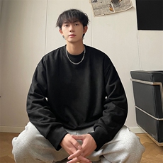 麂皮绒卫衣TC14-TP35控价48纯色可二开男2023圆领港风宽松外套，男装卫衣，电商A102-1