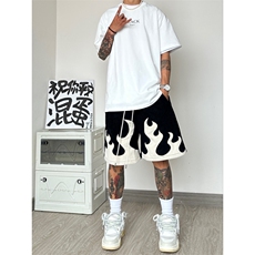 【有货】火焰短裤男美式高街hiphop裤子宽松五分裤GK16LL-特P30，男装牛仔裤，星座1007（原301D）