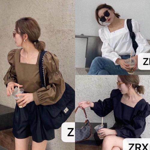 春款方领泡泡袖小衫,女装,魅力布梵