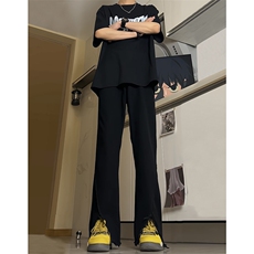 现货24春夏黄泥开叉毛边宽松牛仔裤设计感微喇休闲裤男K5803-P55，男装牛仔裤，星座205