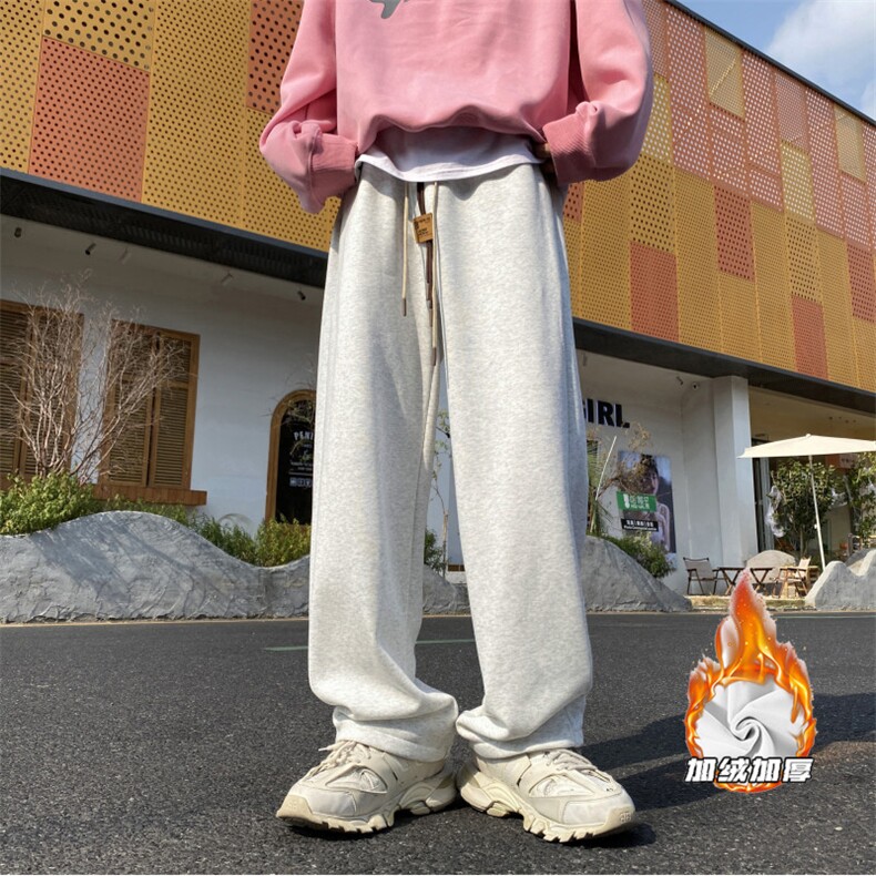 抖音品质港风冬季新款加绒加厚宽松阔腿裤B315-K23527-P60控78,男装休闲裤,电商B315