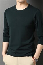 G5501男士长袖T恤2023秋季新款简约商务休闲棉纯色修身体恤P34，男装T恤，电商B360