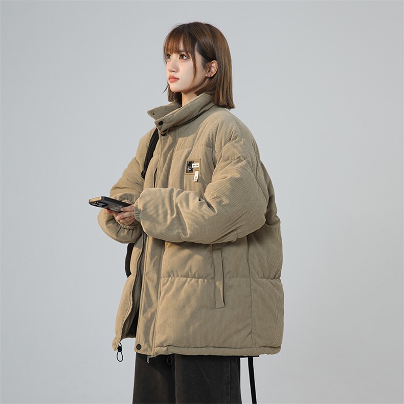 灯芯绒时尚立领贴标学院风棉服2025冬季新款韩版ins控118 C527-90图片