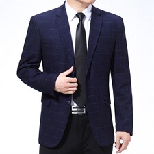 爸爸纯色休闲西服男春秋季新款商务免烫小西装外套中年男修身便服，男装西服，电商B212（原钱塘6029）
