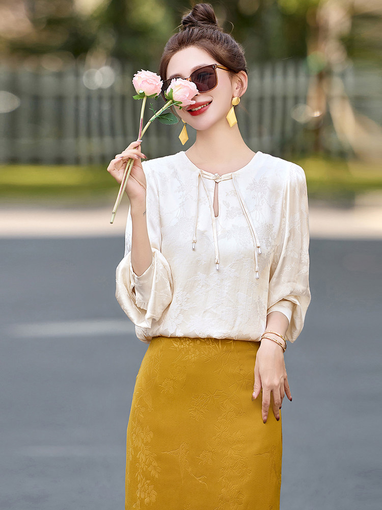 新中式衬衫女春秋2025新款洋气高端长袖衬衣减龄女士上衣,商品下架区,秀美人生