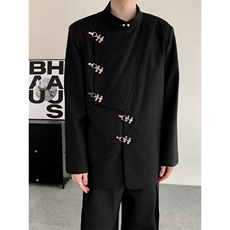 2025秋装新中式中山装立领金属扣西服结婚礼服休闲西装男女外套，男装西服套装，星座909