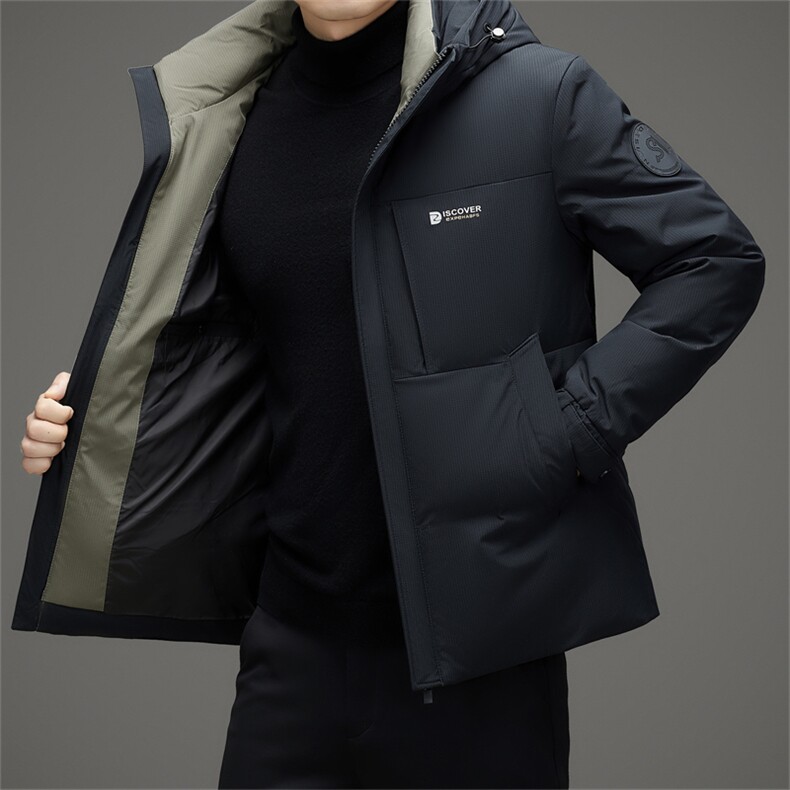 短款羽绒服男秋冬季2024新款连帽加厚品牌保暖白鸭绒工装外套潮流,男装羽绒服,电商B212（原钱塘6029）