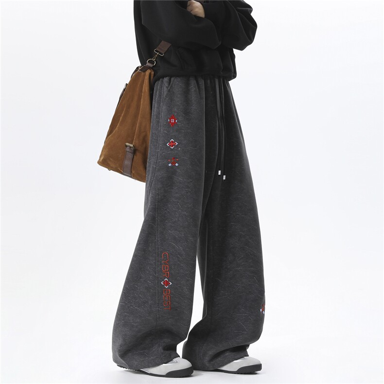 65棉高货退货率15%春季花纹刺绣弯卫裤男春常规P50加绒55控8898，男装休闲裤，电商D205