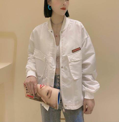 现货，春季棒球外套，女装，咖啡色