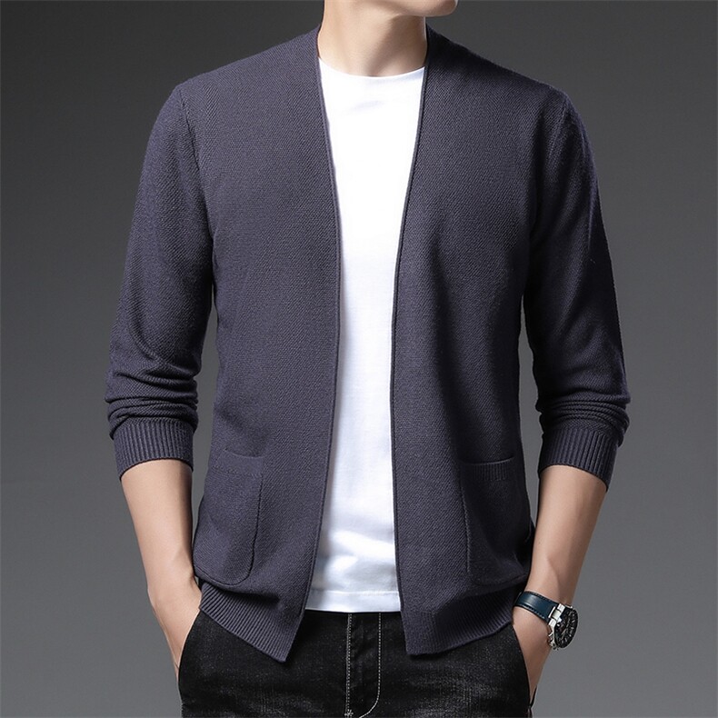 BBS6036男式2023秋季新款西服针织开衫西装领商务休闲男装P72，男装针织衫/毛衣，电商B360