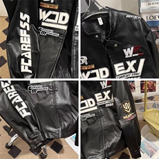 美式高街赛车服vintage皮衣夹克潮牌刺绣机车立领外套HH5511P70，男装皮衣，星座1013-5