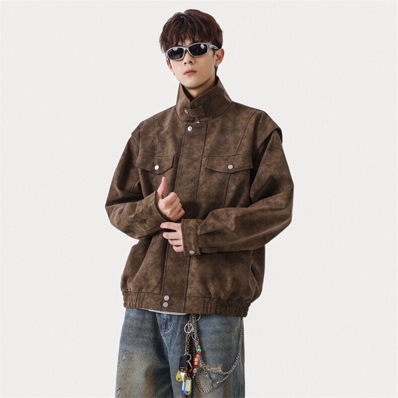 秋冬新款时尚休闲皮衣拉链外套男士JK02559-P95图片