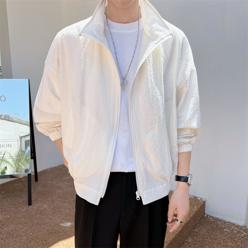 夏季店主小伙痞帅男薄款立领防晒衣户外夹克外套A236-5018-P85，男装防晒衣，电商A236