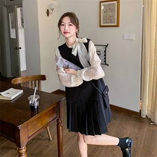 两件套小香风2025春新款无袖连衣裙精致气质小个子背带裙连衣裙，女装套装/套裙，浙宝301