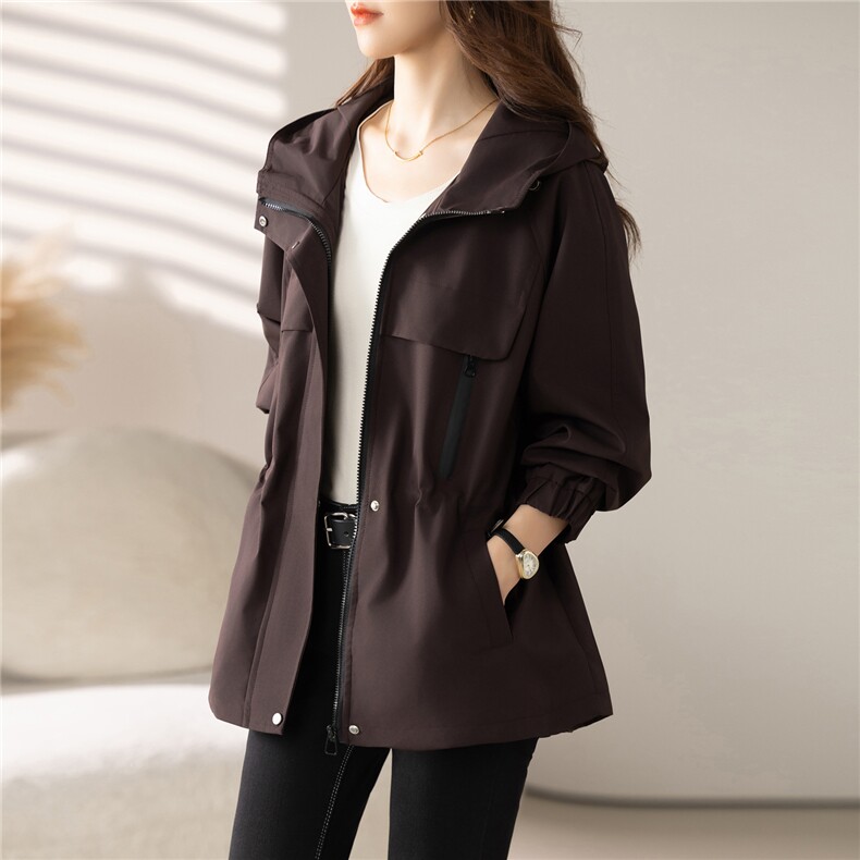 现货！贵夫人中长款风衣女2025年秋季新款收腰时尚气质春秋外套，女装风衣，沐七七