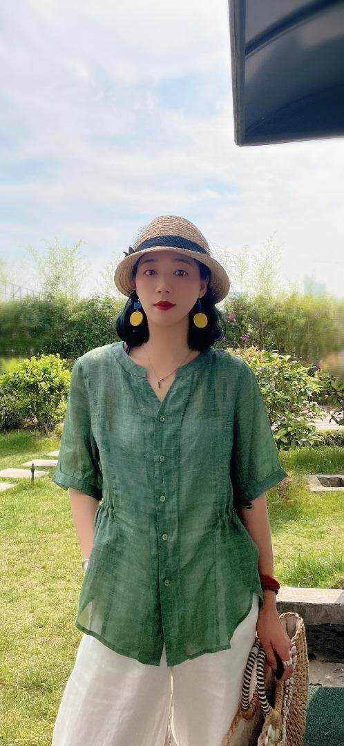 纯苎连衣裙小衫裤子裙子衬衣 时尚风 风淑女风休闲风，女装连衣裙，川哲