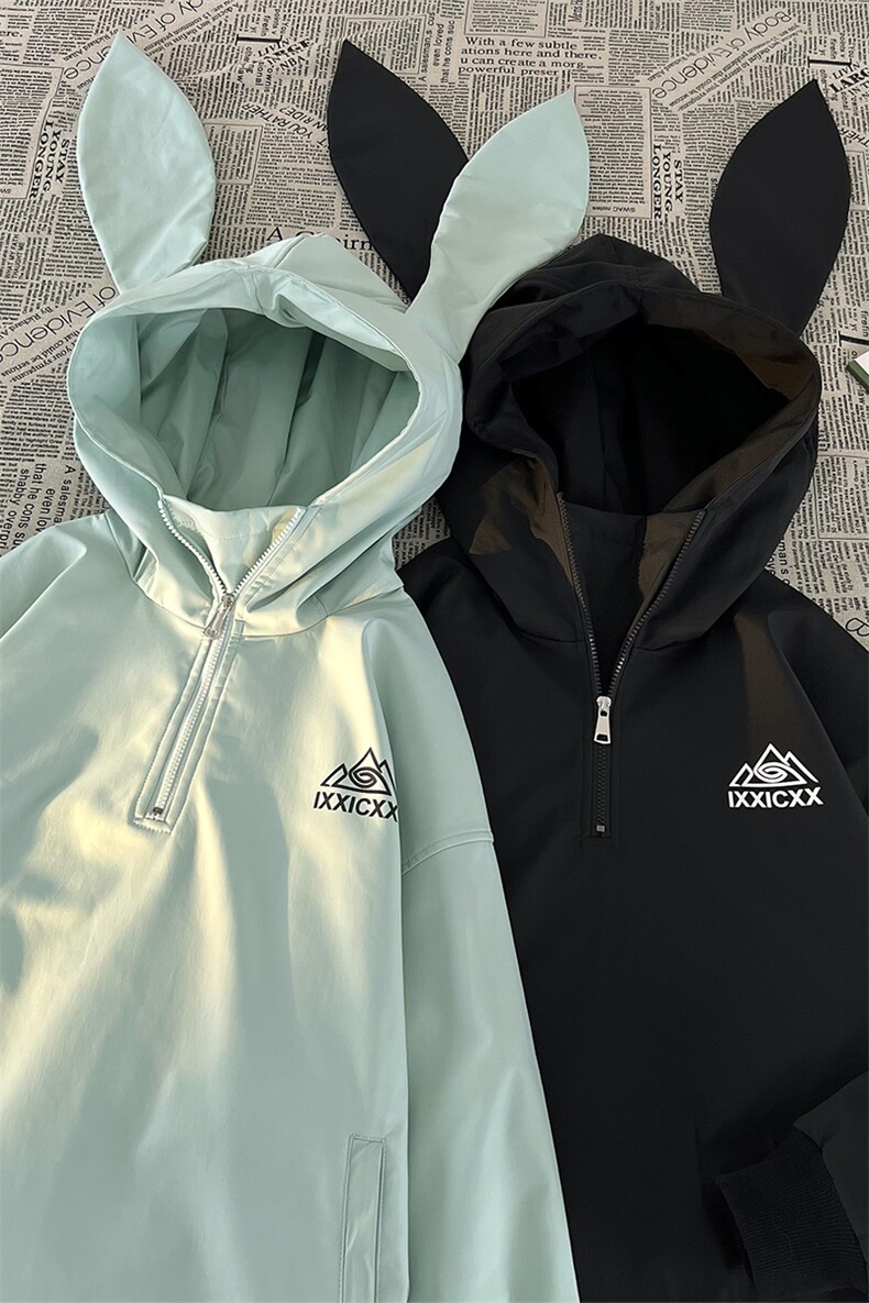 冬款防风防水雪山字母印花兔耳朵滑雪服男女银狐绒外套M38-P125,男装棉衣,电商A001-1