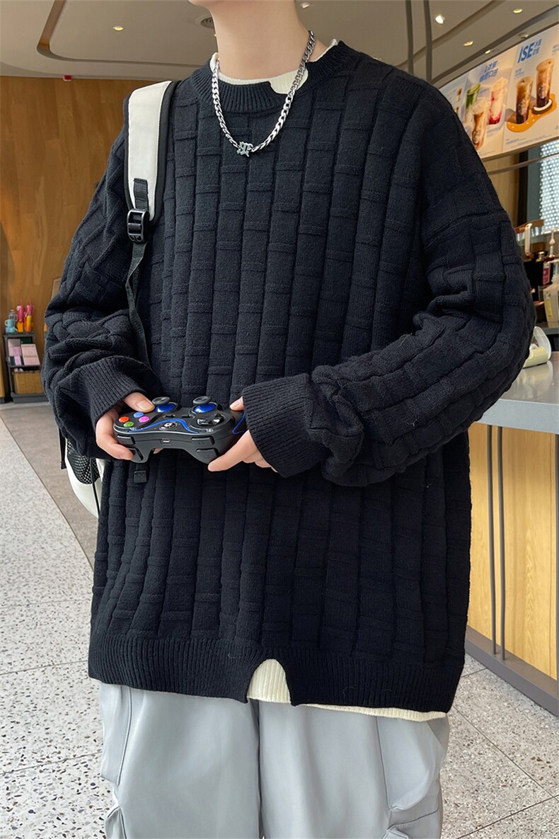 L-9XL港风假两件圆领毛衣男加厚大码潮牌针织MY808-P65大码P70,男装针织衫/毛衣,星座210-1