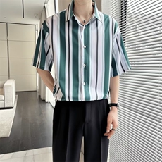 潮流夏季拼色青春流行五分袖宽松型男简约新款衬衫WC29P32，男装衬衫，星座1116-2