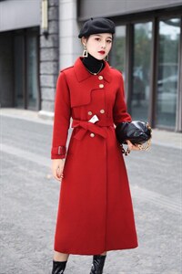 文秀家升级款双面羊绒风衣长款通勤修身韩版时尚酷飒风,女装风衣,陆氏青云