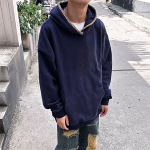 抖音得物高品质二开 25秋冬美式重磅宽松纯色连帽贝壳刺绣卫衣W63图片