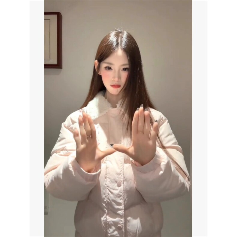 1506A/G79130/P92甜美风粉色羊羔毛拼接翻领棉服,男装棉衣,星座1506A