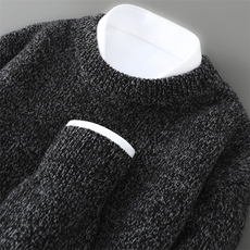 2025年秋季宽松型长袖青春流行套头圆领厚款时尚百搭通勤简约，男装羊毛衫，贝恒羊绒