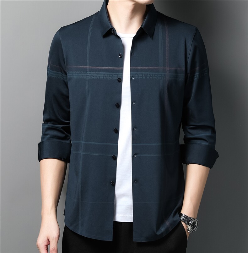 秋装新款中年男士衬衫潮流休闲男商务长袖衬衫ALXB3511-P105，男装衬衫，电商B212（原钱塘6029）