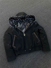 网图重磅水池皮刺绣座山雕秋冬加厚吧奥暖毛领棉服，男装棉衣，电商C307