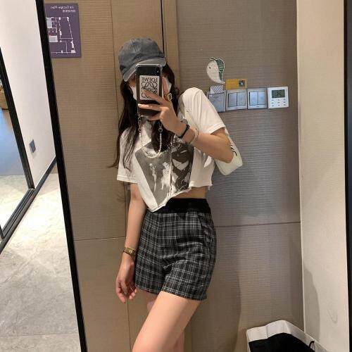 灰格短裤,女装,XTZ style
