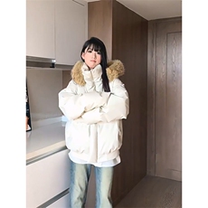现货三防重磅硬挺boxy短款羽绒棉衣座山雕大毛毛领PU皮棉服外套冬，男装棉衣，电商A443