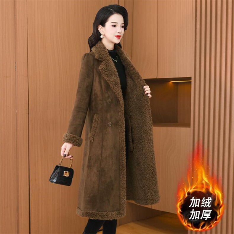（现货）时尚气质减龄修身显瘦外套女加绒加厚反皮绒皮毛一体外套,女装皮草,韩蔻秀