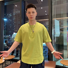 2025夏季短袖美式潮流百搭重工刺绣男士t恤ZS9722P48，男装T恤，电商A089-1