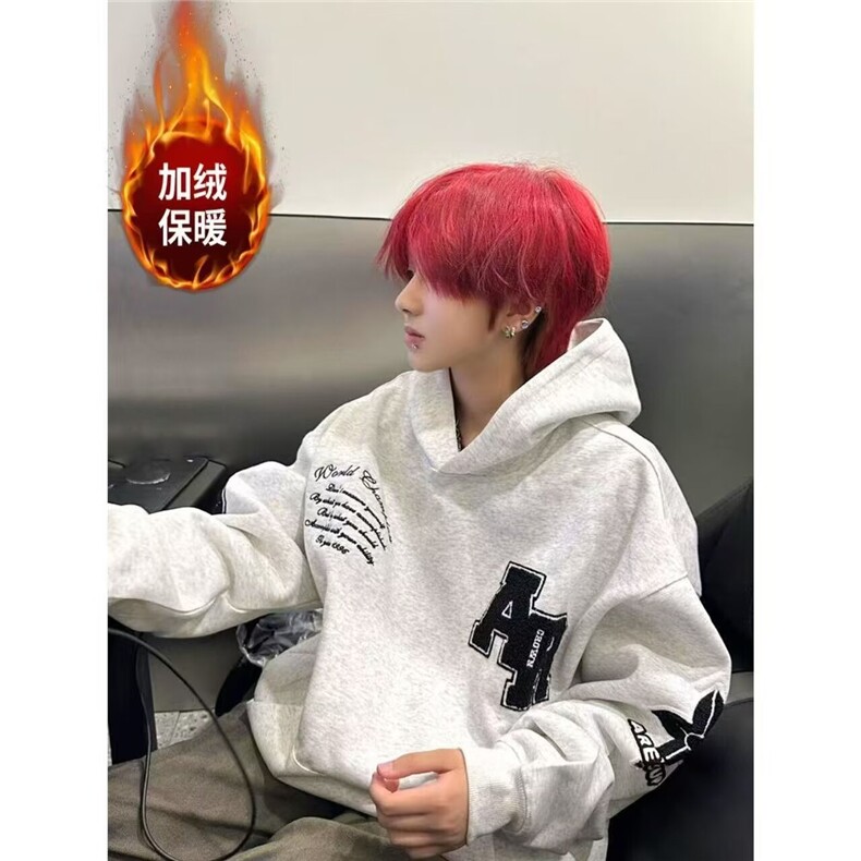 加绒卫衣时尚文艺日系新慵懒原宿百搭气质潮流简约流行WY5981 P58图片