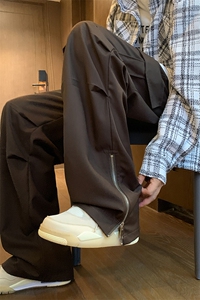 XZ213-DK2001-P55控68 港风大码拉链开叉hiphop美式休闲工装裤男图片